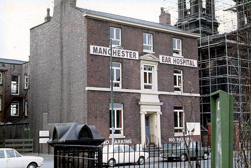 #62 The Manchester Ear Hospital on Lower Ormond Street, photographed in 1972-3, shortly before being transferrred to Manchester Royal Infirmary