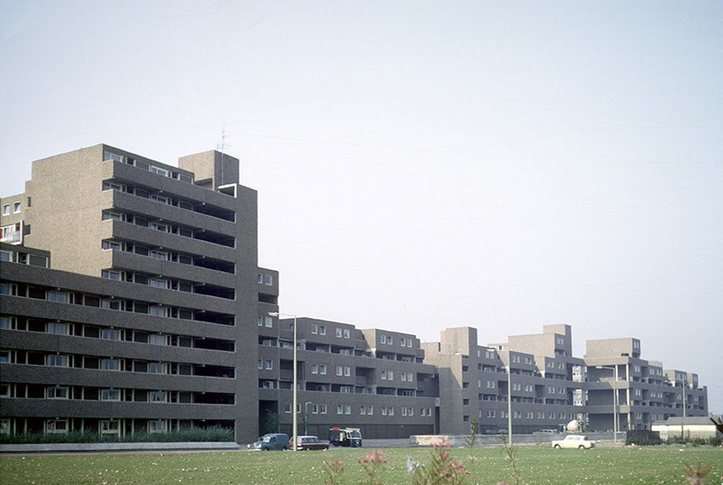 #68 Deck access flats and maisonettes built using the Bison wall frame system, on Coverdale Crescent, Ardwick, 1970. Known locally as ‘Fort Ardwick’.