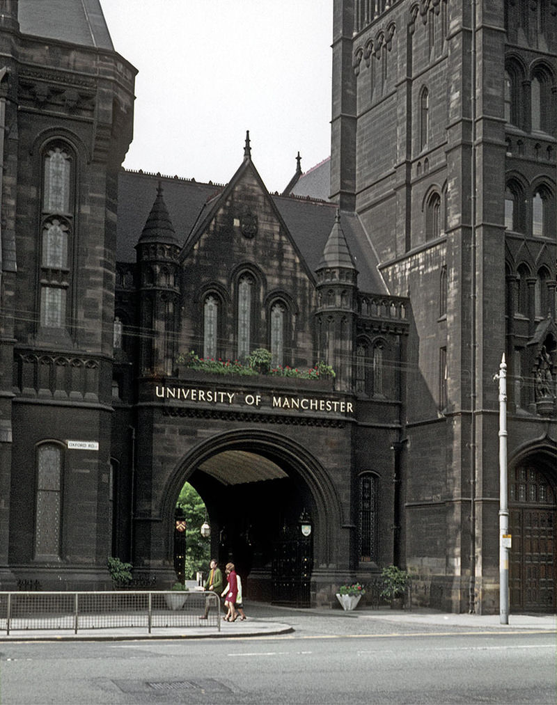 #5 The Oxford Road entrance to the quadrangle at the University of Manchester, around 1970.