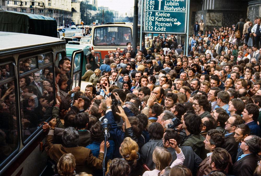 #20 Lech Walesa arriving for registration of Solidarity trade union, Warsaw, 1980.