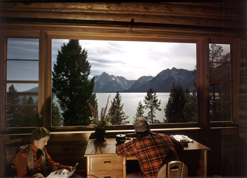 #19 Jackson Lake and Grand Teton Mountain Range seen from the Ranch owned by Mr. and Mrs. Berol. Jackson Hole, Wyoming, 1948.