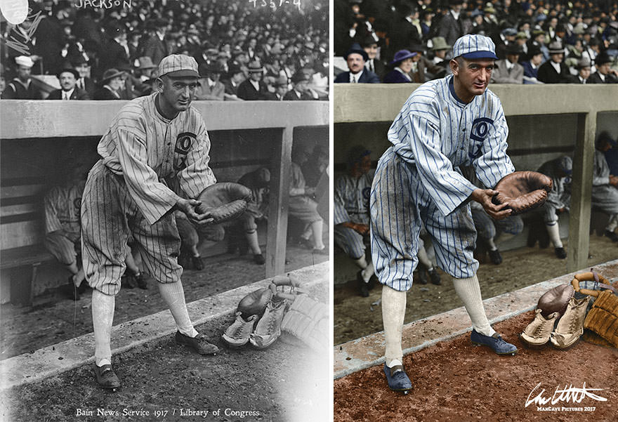 #1 “Shoeless” Joe Jackson. Chicago White Sox, in their championship year of 1917