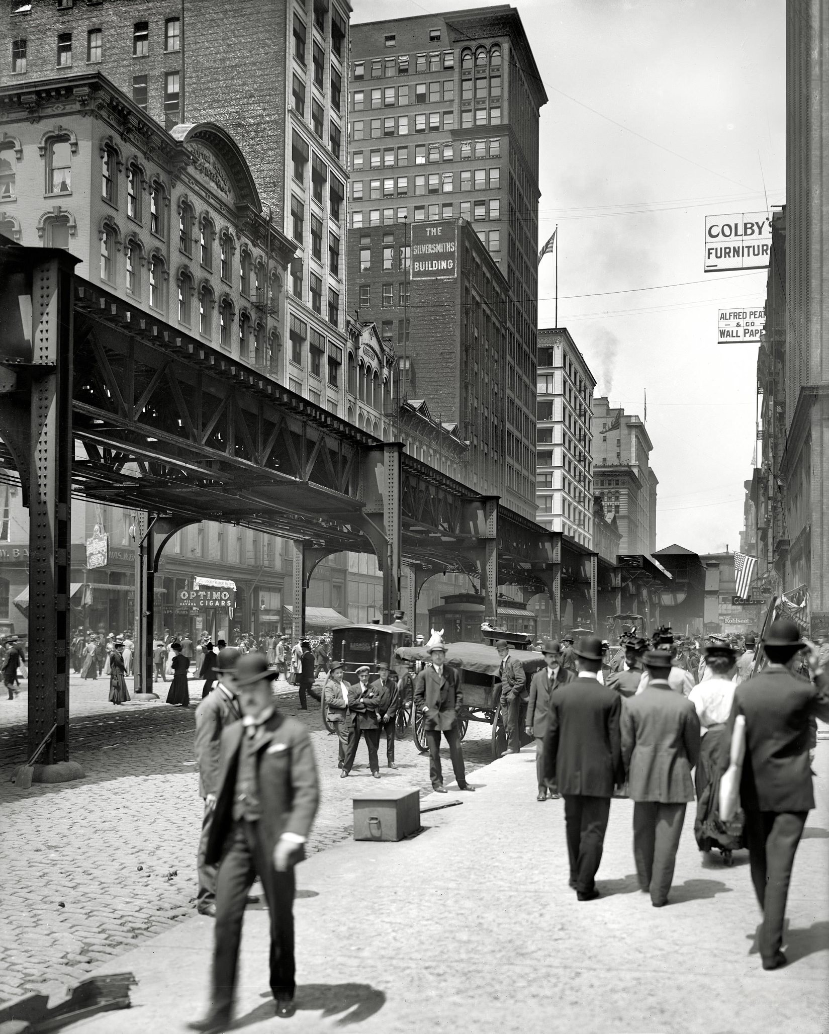 #34 Wabash Avenue and elevated tracks,Chicago, 1907