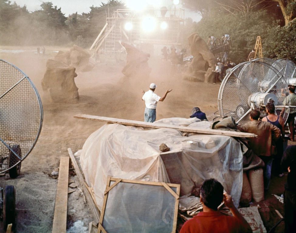 #8 Actors Maurice Evans and Charlton Heston prepare to shoot a scene.
