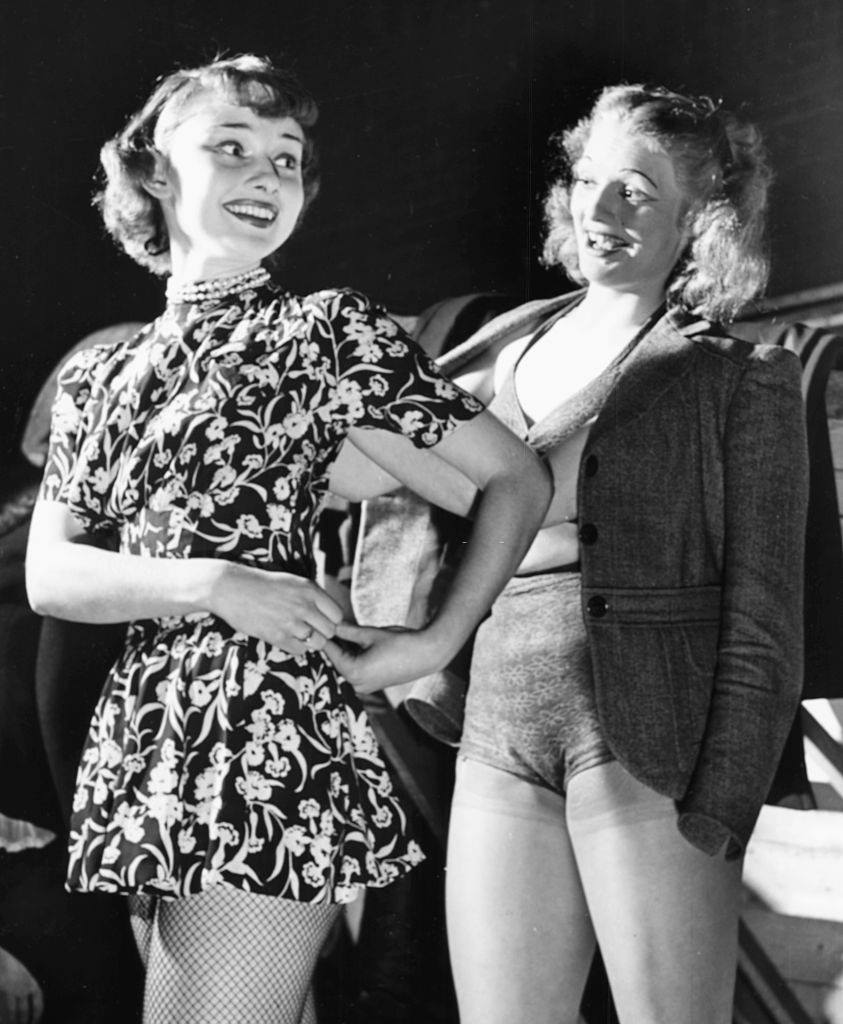 #28 Audrey Hepburn with Babs Johnston, 1948.