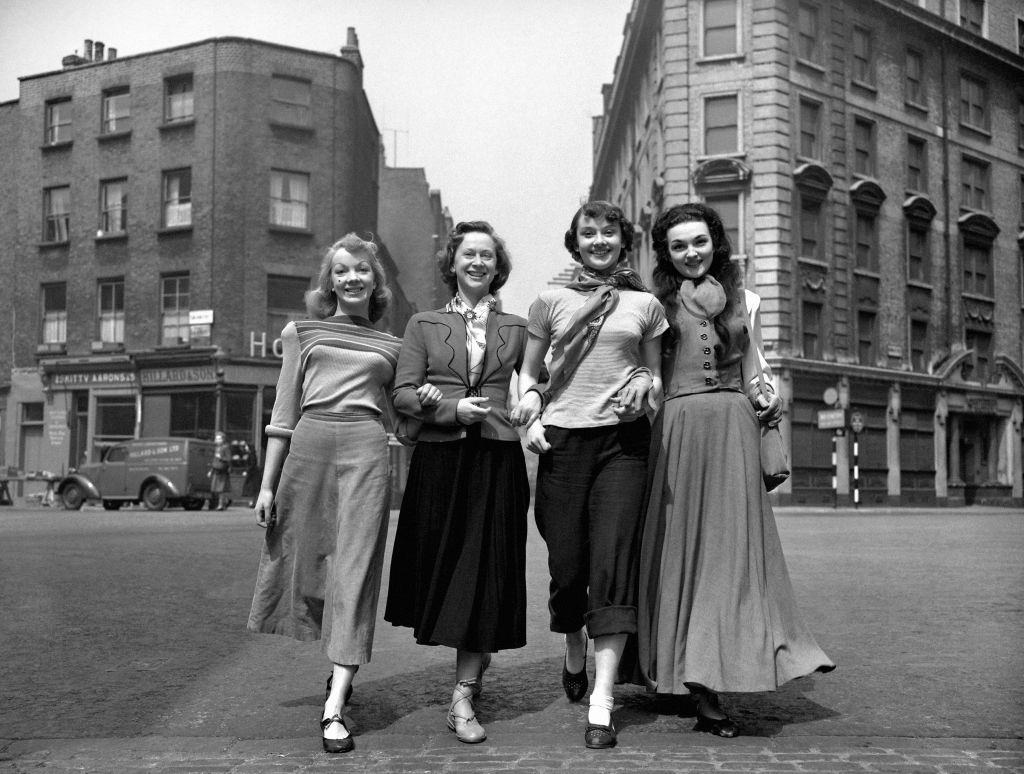#29 Audrey Hepburn with Aud Johansen, Nina Tarakanova and Marlana, 1949.