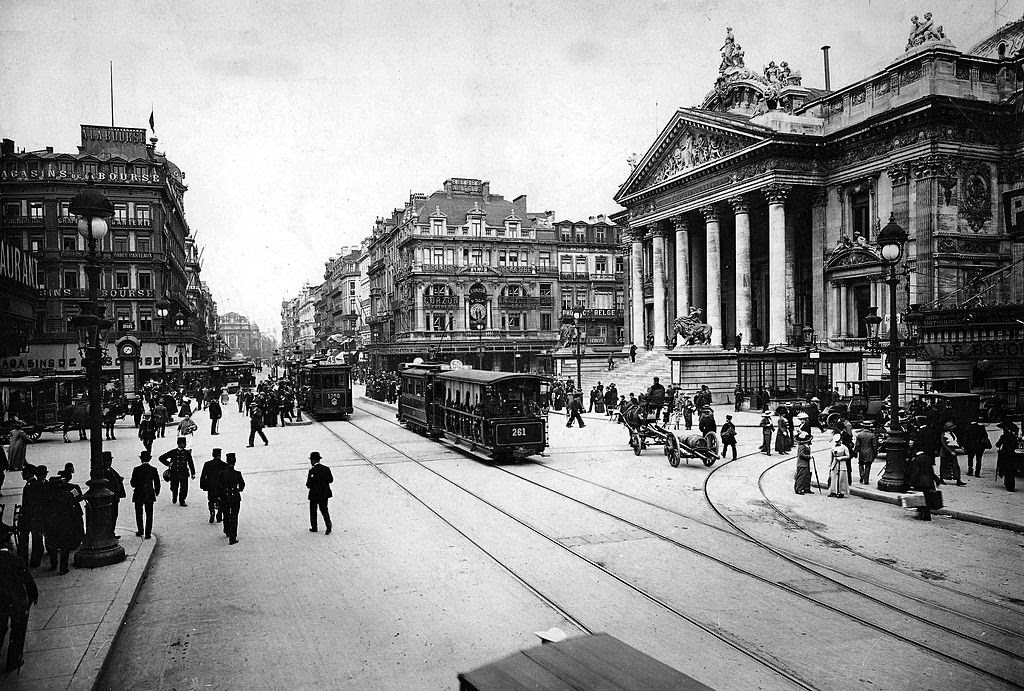 #19 Stock exchange of continental Europe the Bourse in Brussels, Belgium, 1900.