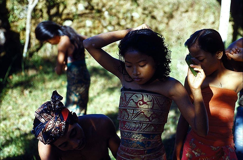 #16 Young Balinese dancers prepearing for the ritual, 1956.