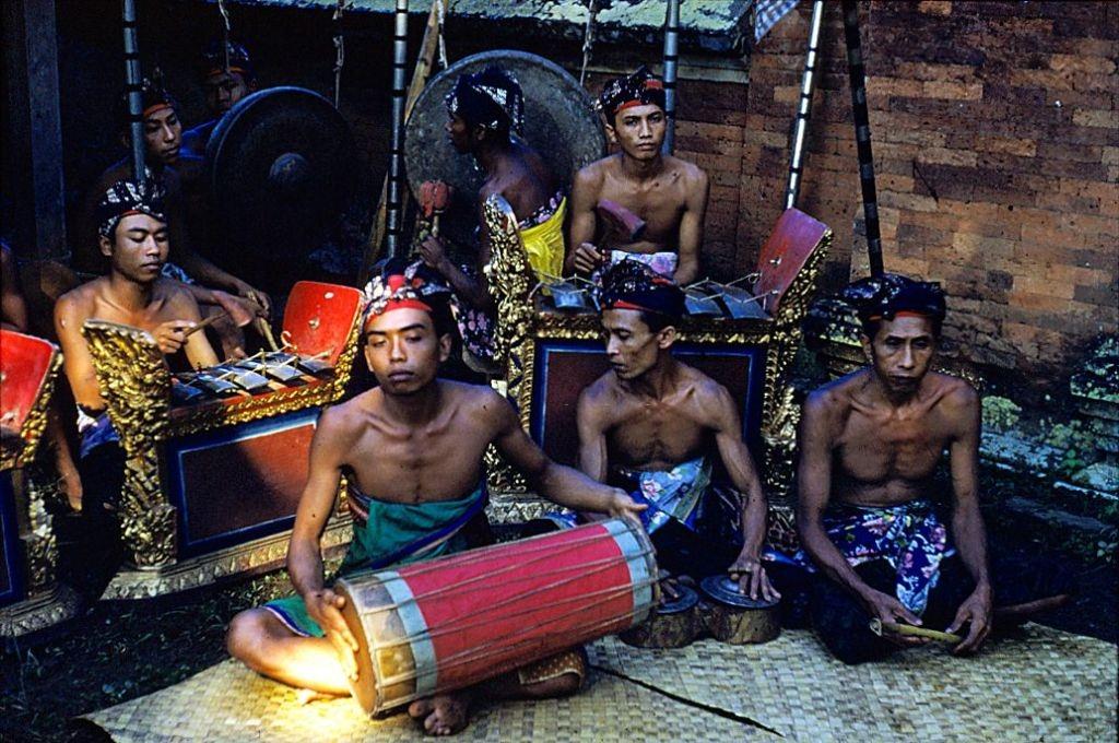 #18 Balinese musicians play percussion, 1956.
