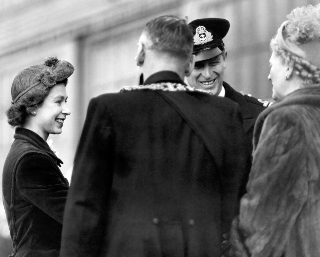 #7 Princess Elizabeth and the Duke of Edinburgh are greeted by Major and Mrs Hume of Vancouver, 1950s.