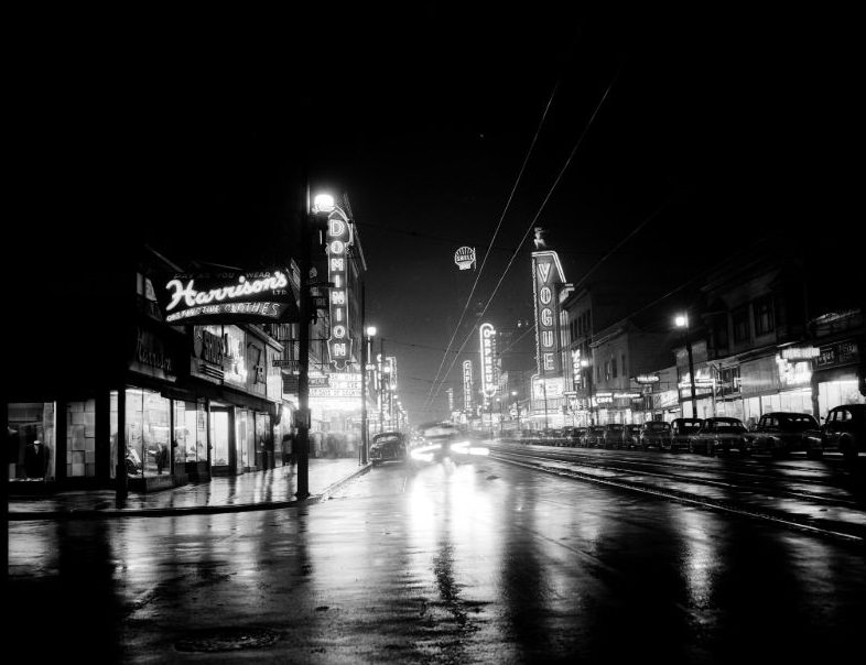 #35 Night on Granville Street, Theatre Row, Vancouver, 1951