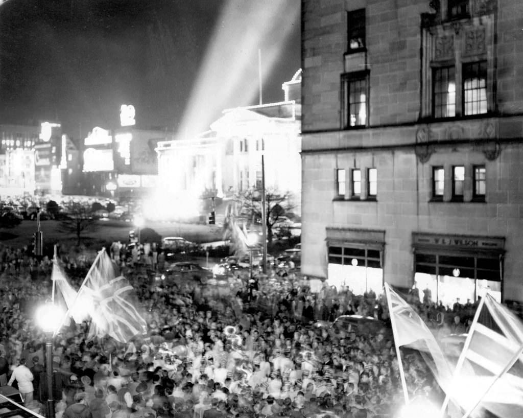 #17 Celebration outside the Hotel Vancouver, 1955