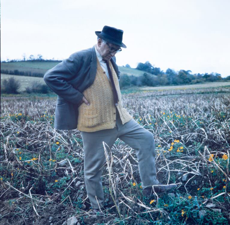 #3 Poet Patrick Kavanagh eyeing the stony grey soil of Monaghan at his native Inniskeen, 1963