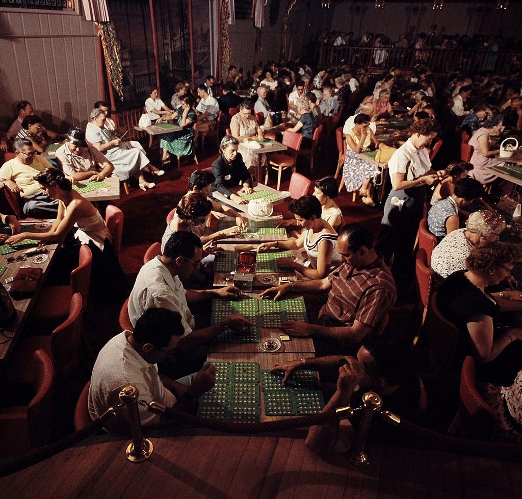 #43 Gambling at a casino, Las Vegas, 1960.