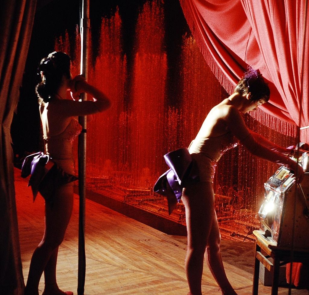#57 A prop slot machine backstage at the Royal Nevada Hotel and Casino, 1960.