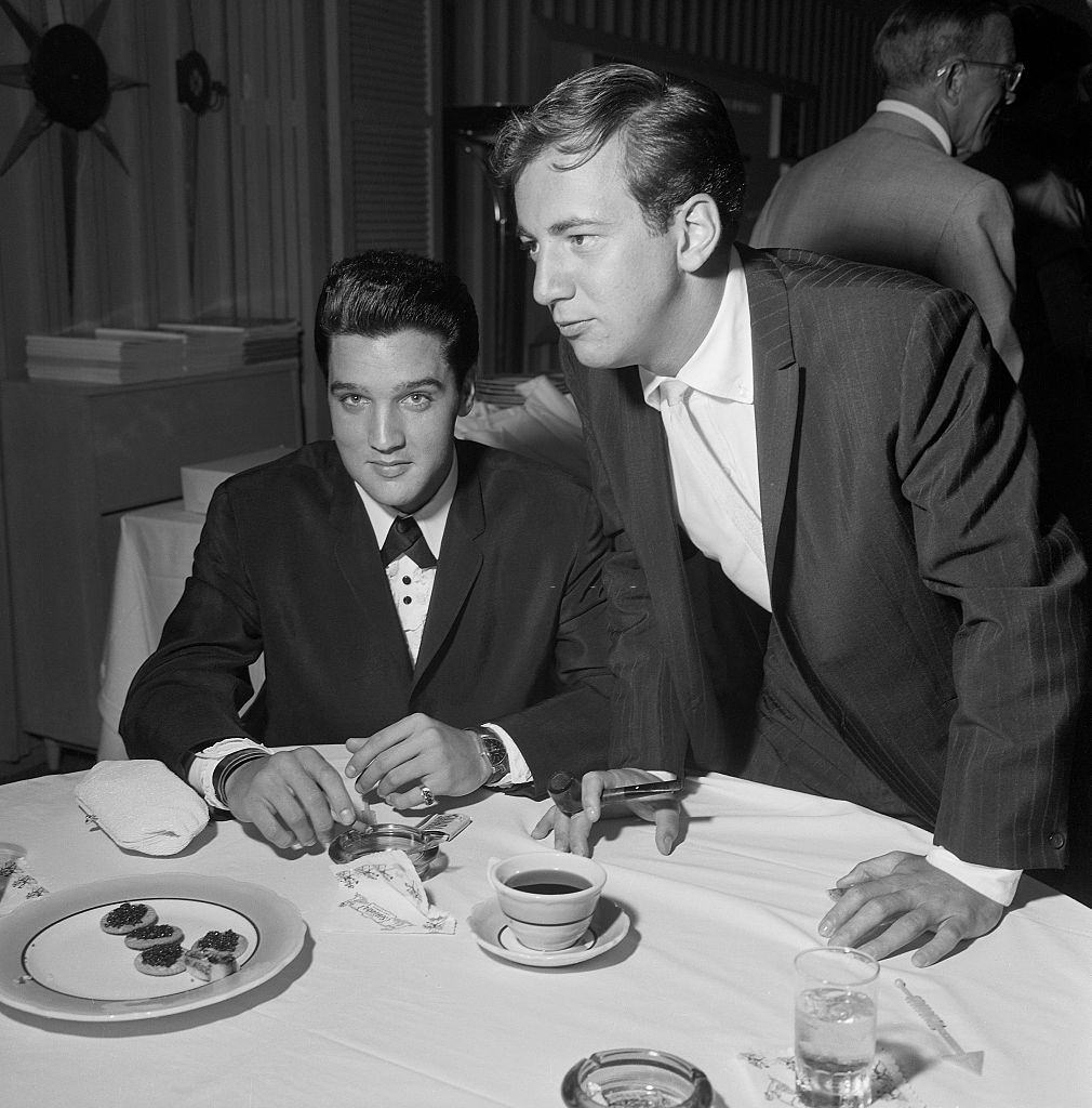 #33 Elvis Presley and Bobby Darin at the Hotel Sahara in Las Vegas, 1960.