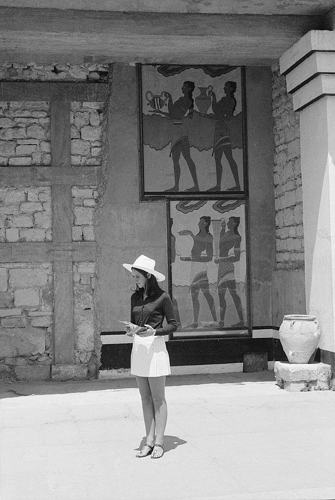 #11 A tourist visiting the palace of Knossos – the main sight of the island of Crete. Crete, 1970s