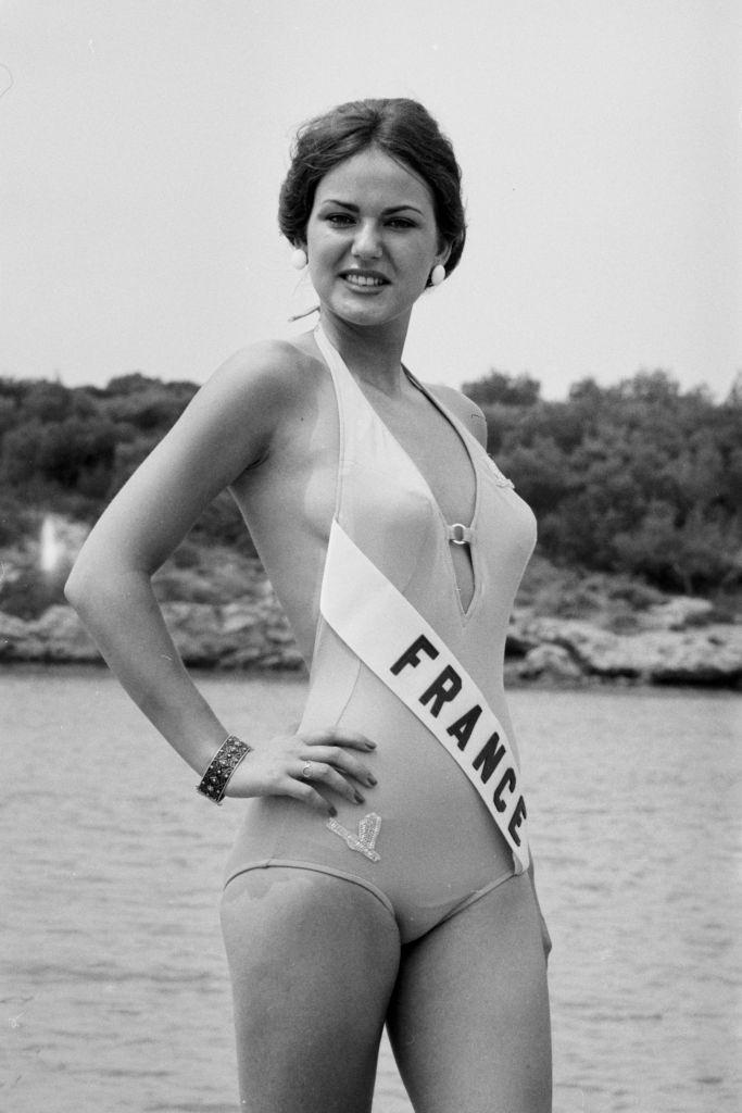 #35 Nadia Isabelle Krumacker, French candidate during the Miss Universe competition in Athens on July 16, 1973.