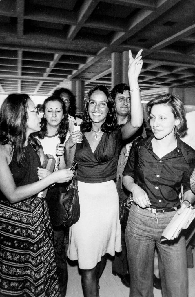#52 Joan Baez arrives at Athens Airport on July 30, 1974, Greece.