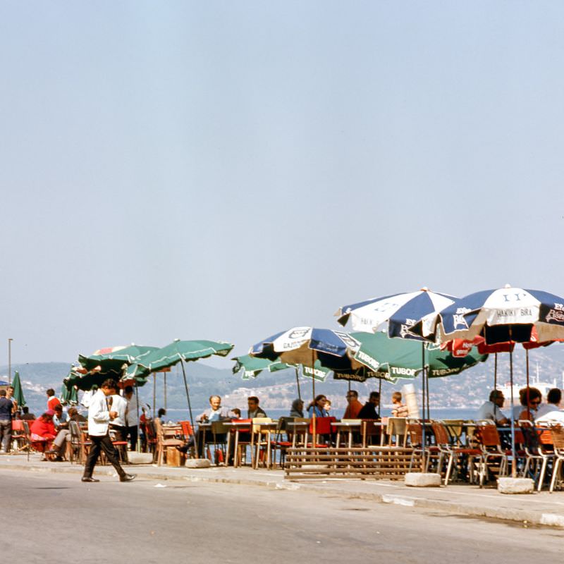 #66 A tea shop at the Bosphorus Strait, Istanbul, 1970s