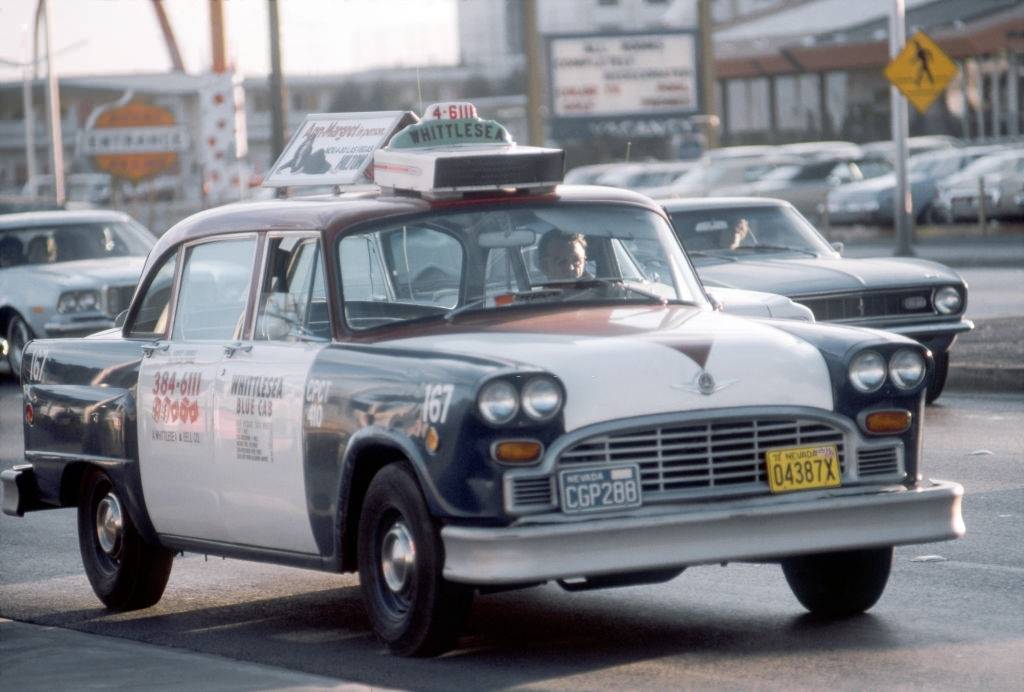 #32 Whittlese Blue Cab on the Las Vegas Strip, 1975.