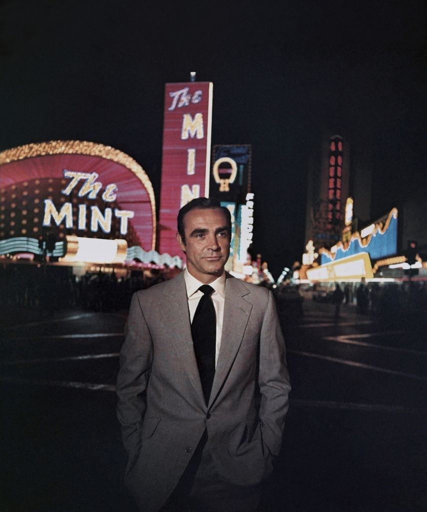 #58 Sean Connery poses as James Bond in a scene from the move ‘Diamonds Are Forever’ in 1971 in Las Vegas