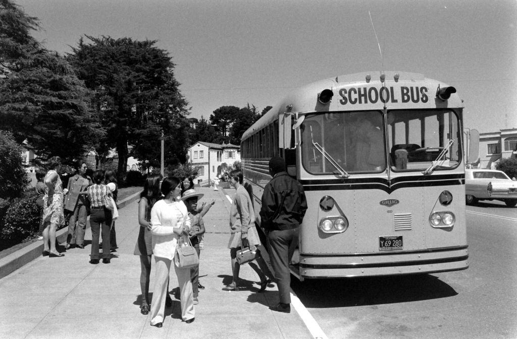 #75 Le Conte Elementary School, riding a bus in San Francisco, California, 1972