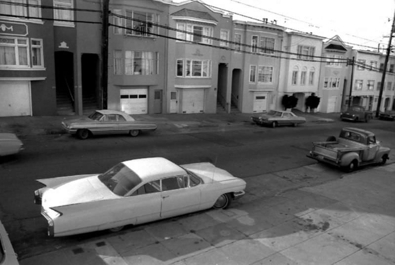 #20 A 1960 Cadillac Coupe Deville on 8th Avenue, Richmond district, San Francisco, 1974