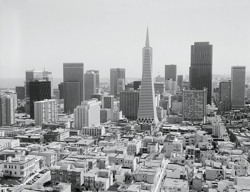 #13 San Francisco skyline, with Trans America Building. 1970