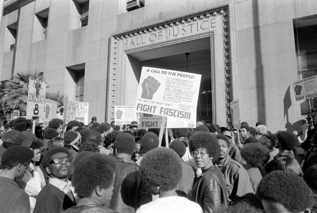 #70 Black Panther Party stages a protest against racism in San Francisco, 1970.