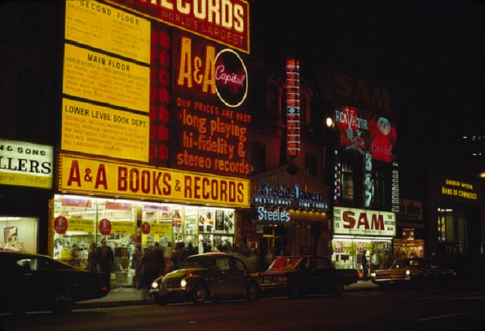 #73 Gone but not forgotten, 1970s record shops at Yonge and Gould.