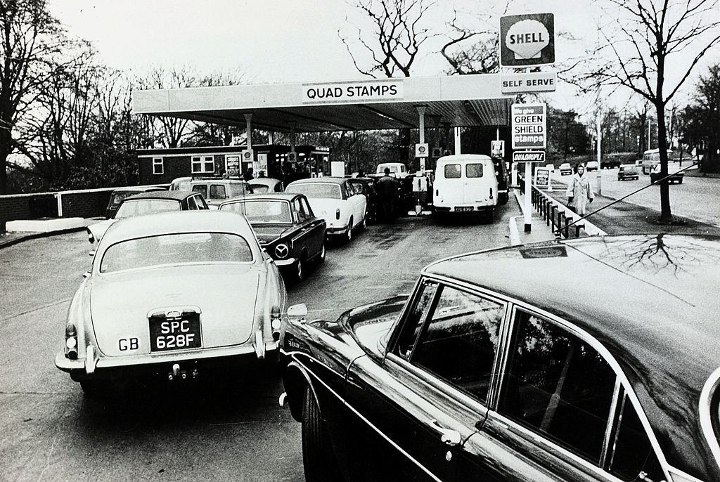 #2 Motorists queue for petrol during the oil crisis, Great Britain, 1973.