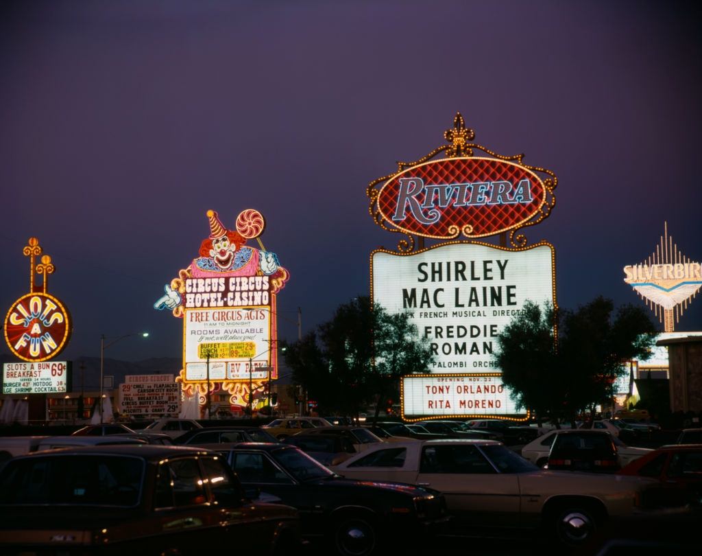 #32 Neon Signs touting the entertainment stars shows, Las Vegas, 1980s.