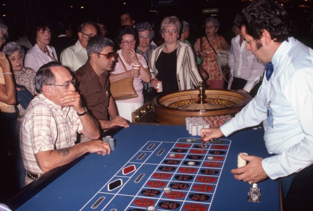 #50 Players at a roulette table in a Las Vegas casino on October 2, 1980.