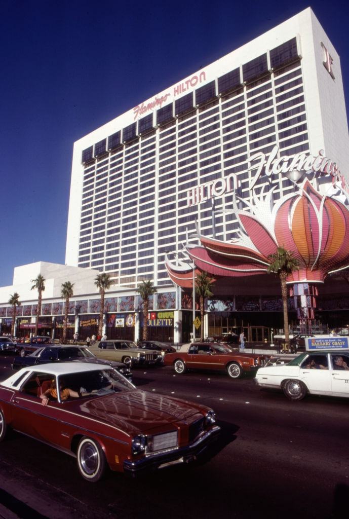 #24 Exterior view of the Hilton Hotel in Las Vegas in 1980.