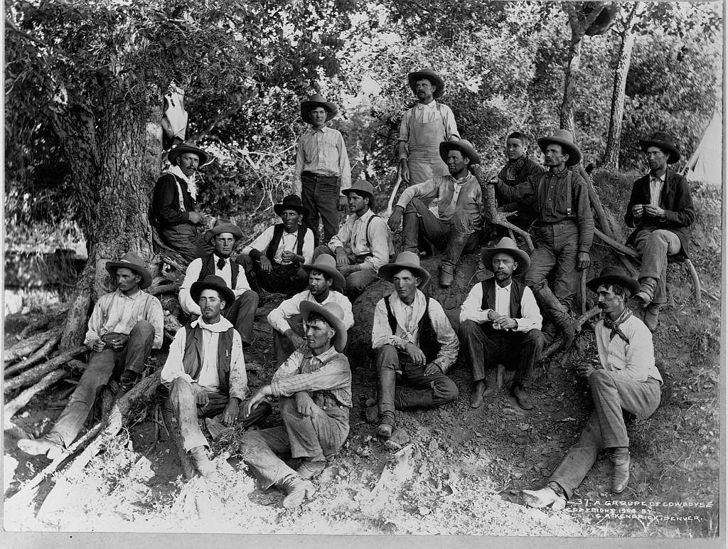 #8 A group of cowboys on a hillside in Denver, 1904