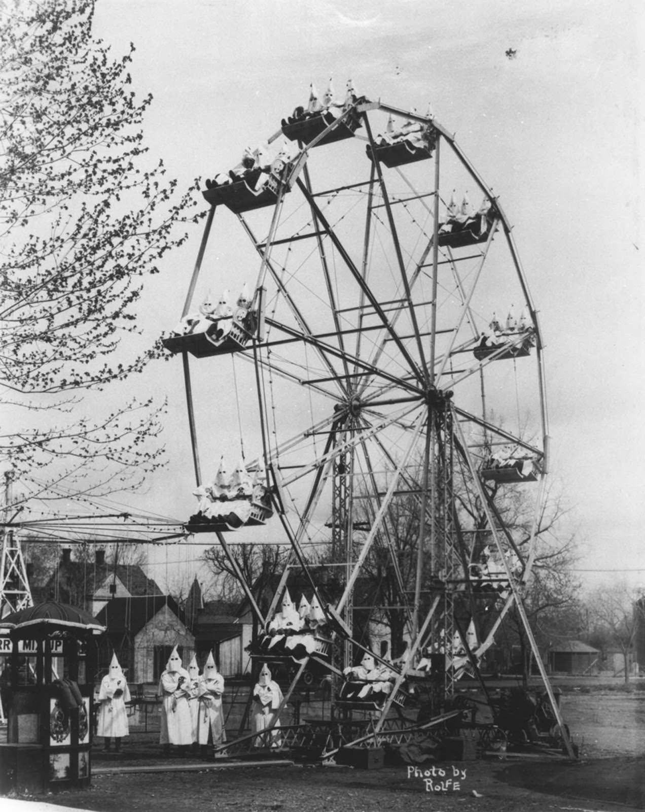 #27 Ku Klux Klan on a ferris wheel, Denver, 1926.