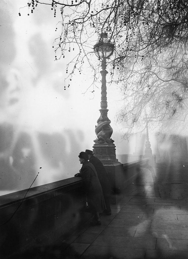 #17 Mid-morning smog, as seen from the embankment at Blackfriars, London, 1952.