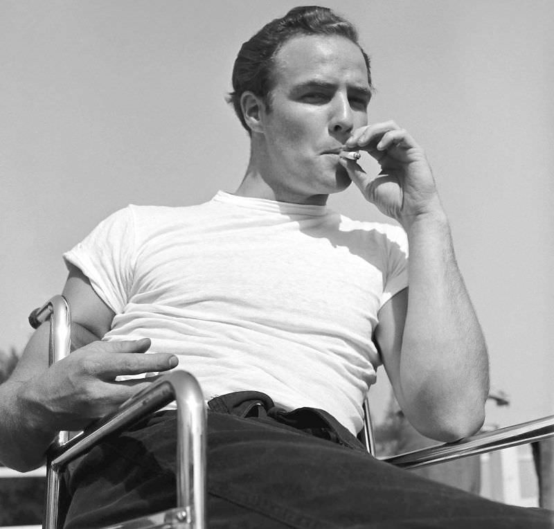 #1 Marlon Brando takes a break while training for his role in ‘The Men,’ 1949.