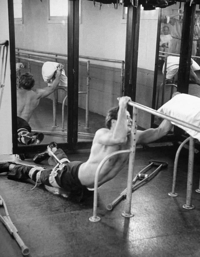 Marlon Brando while training for his role in ‘The Men,’ 1949.