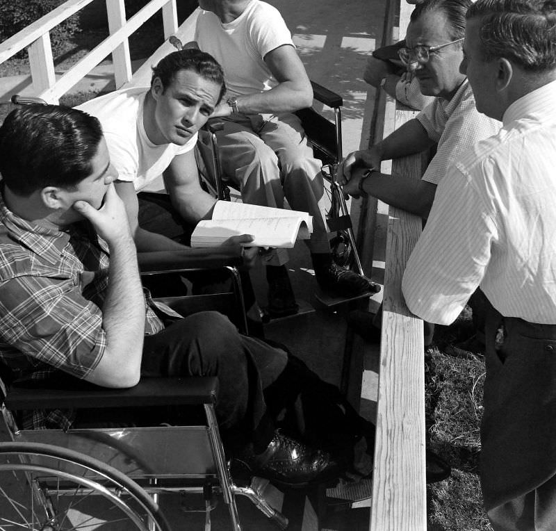 Marlon Brando rehearsing his role in ‘The Men,’ Birmingham Veterans Administration Hospital, Van Nuys, Calif., 1949.