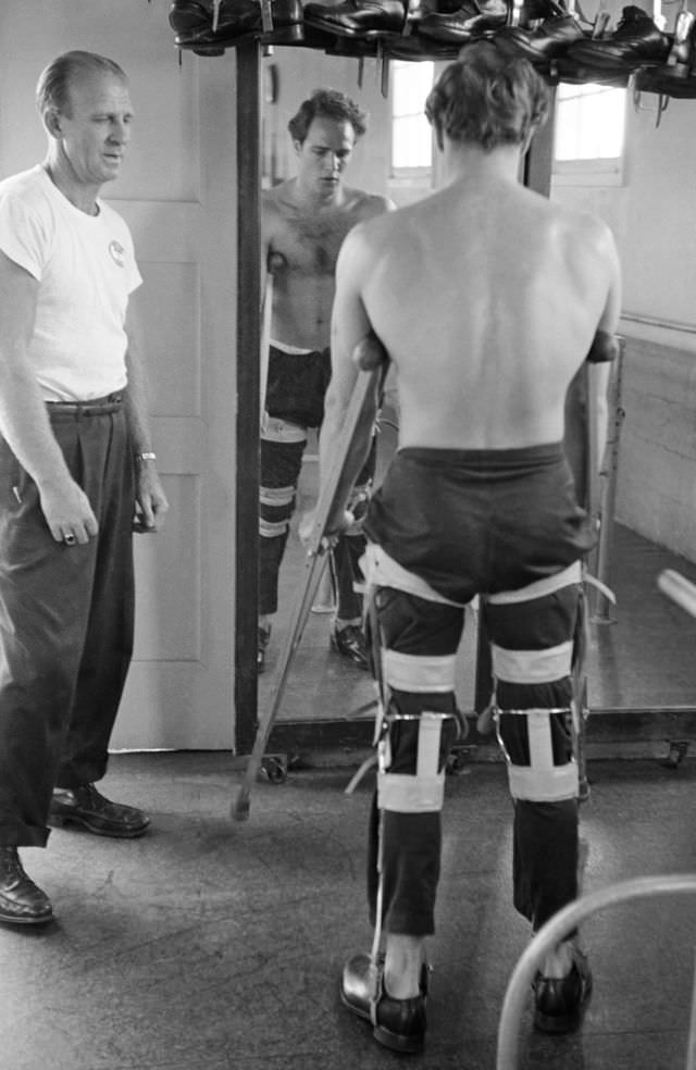 Marlon Brando while training for his role in ‘The Men,’ 1949.