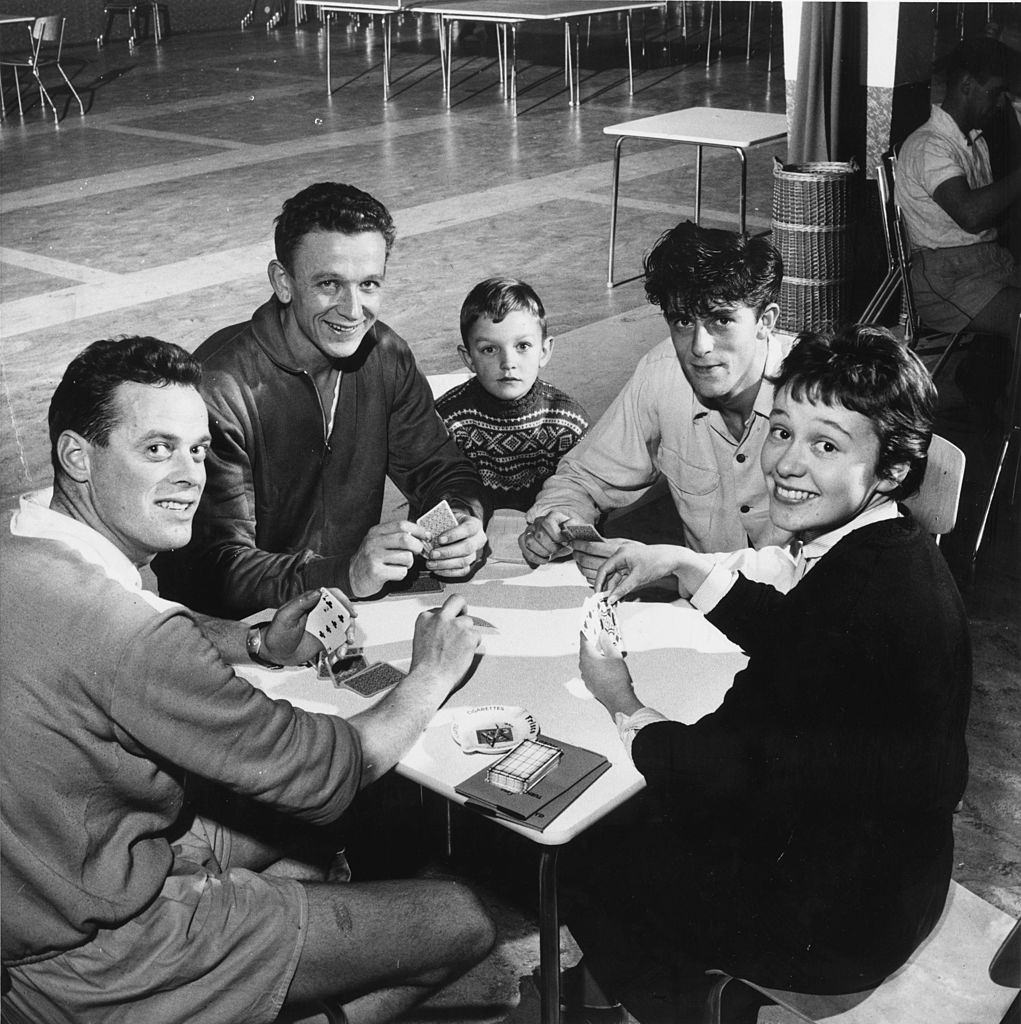 #29 Employees of KPS and family members enjoying a game of bridge in one the recreation rooms at the factory where they work at Sarpsborg, 1951.