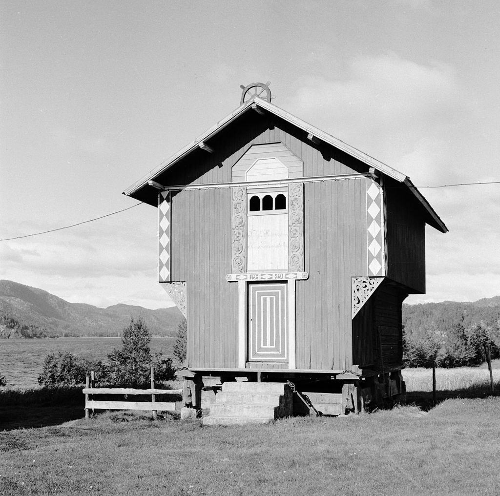 #36 A Norwegian ‘stabbur’ or storehouse for the storage of farmer’s victuals, 1954.