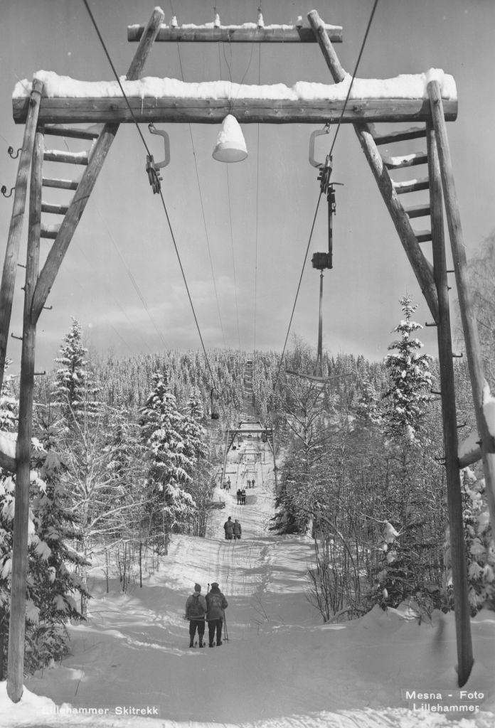 #15 A ski lift in Lillehammer, southern Norway, 1954.
