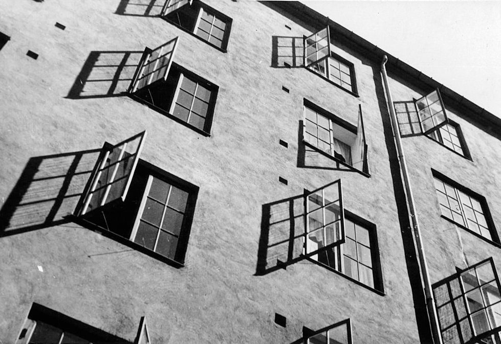 #44 Open apartment windows during summertime heat in Oslo, Norway, 1955.
