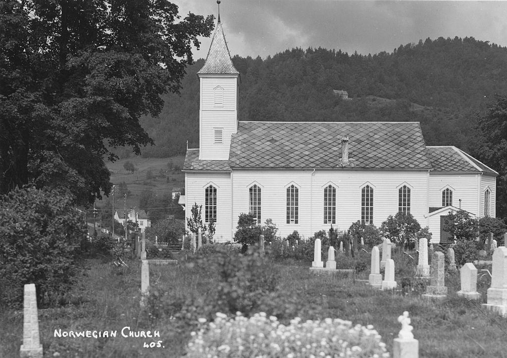 #64 An old stabbur on a farm in the mountain regions of Rjukan in Norway, 1950.
