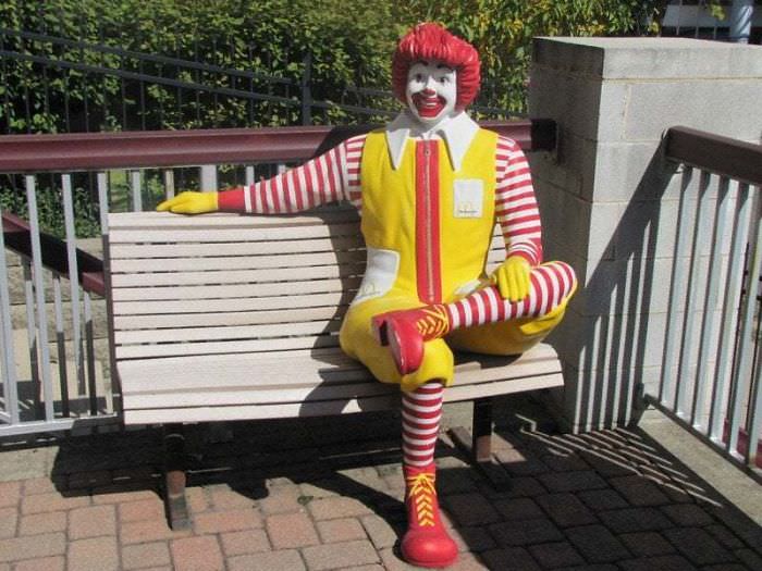 #17 Ronald Mcdonald Bench that was popular around McDonald’s establishments until sometime around the early 2000s
