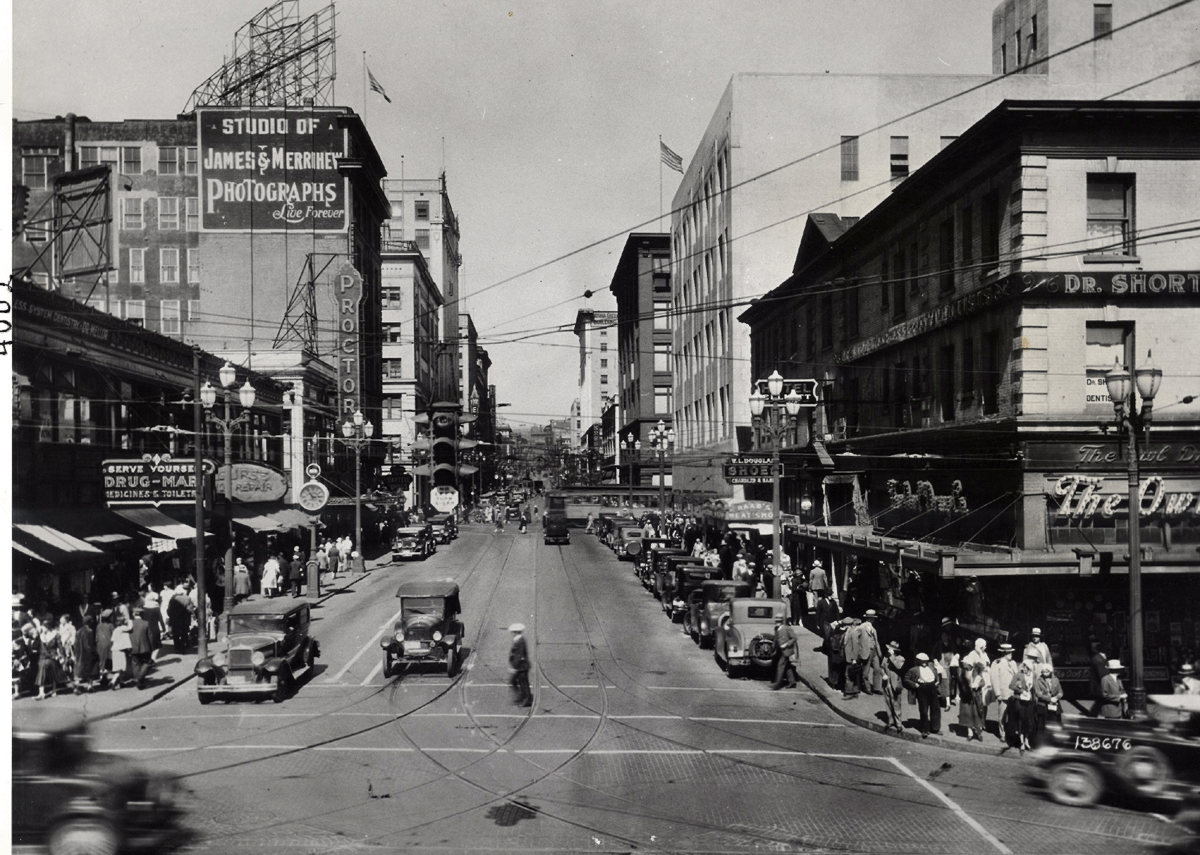 #15 Looking up Pike Street from First Avenue, 1930