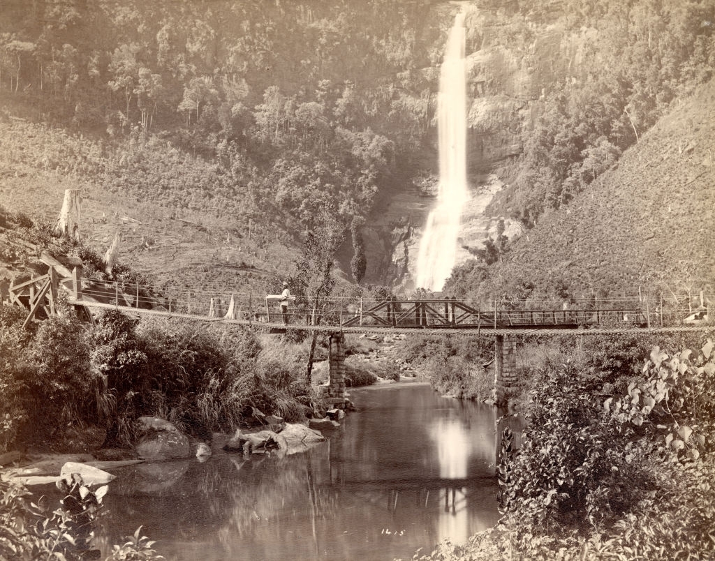 #16 Adam’s Peak Falls in Sri Lanka, 1880s.